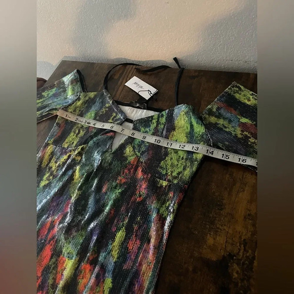 Nasty Gal Abstract Printed Sequin Halter Neck Dress - Picture 9 of 16